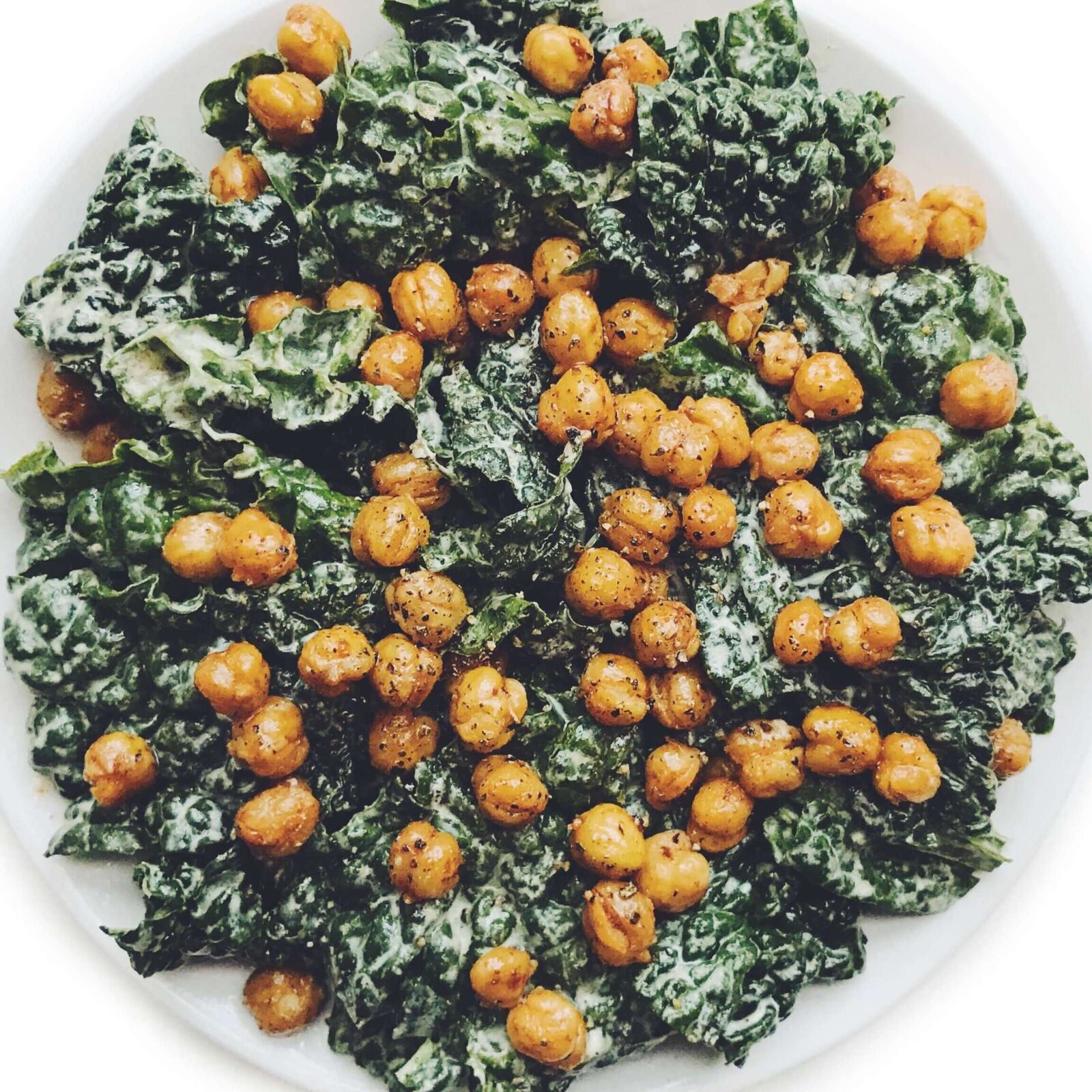 Massaged Kale Salad with Crispy Chickpeas Feed Your Glow