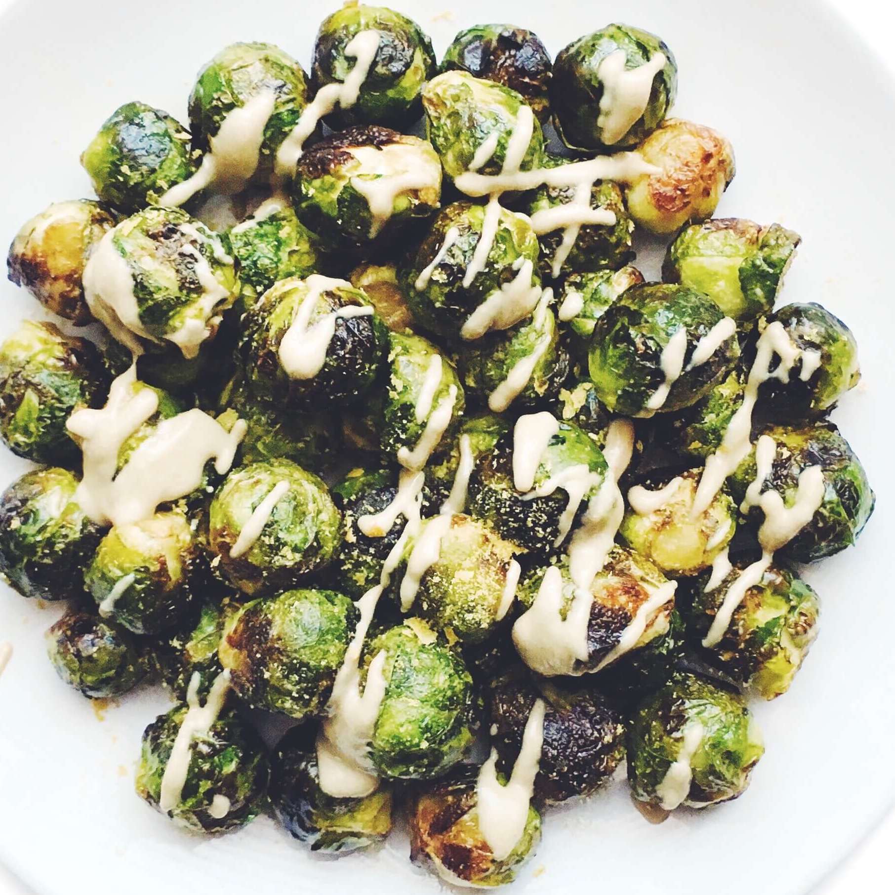 Crispy Brussels Sprouts with Lemon Tahini | Feed Your Glow