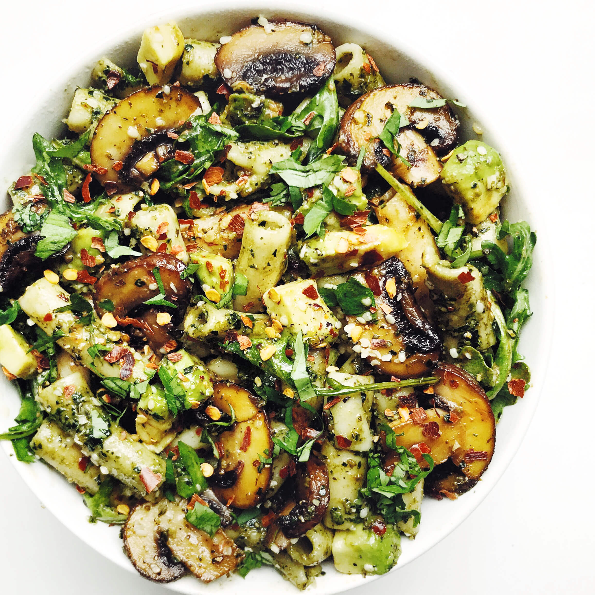 Avocado Chimichurri Pasta with Mushrooms | Feed Your Glow
